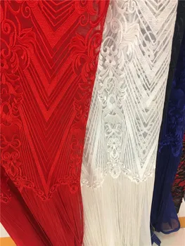 6 farieb YG-100101 francúzsky čistý čipky textílie pre módne šaty Pekne vyzerajúce vyšívané čipky textílie s fringe pre svadobné šaty