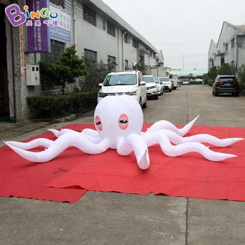 Prispôsobený 5 metrov, priemer veľké biele nafukovacie octopus / osvetlenie airblown giant octopus / nafukovacie chobotnica s Led hračky