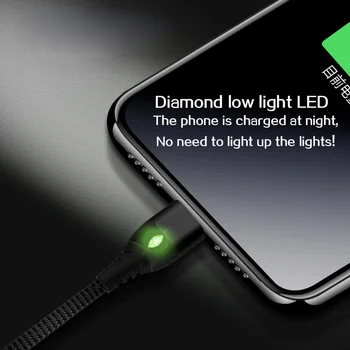 LED Magnetické Kábel Pre IPhone Micro USB Typu C Telefónny Kábel pre iPhone 11 X 8 7 6 Xiao 1m 3A Rýchlo Telefón Nabíjať Magnet Nabíjačky