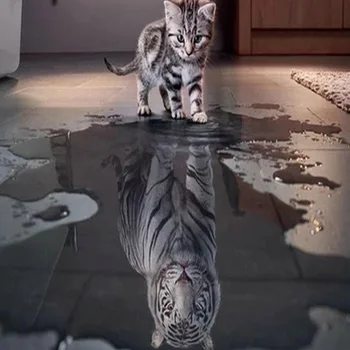 DIY 5D Diamond Maľovanie Tiger Diamond Výšivky Mačka Obraz Mačka je Odrazom Zvieratá Dekoratívne Domáce Dekorácie Maľovanie