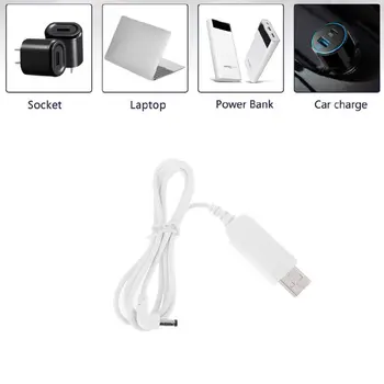 1m Biely Univerzálny 90 Stupňov USB 5V Na 12V 5.5x2.1mm Krok, Adaptér, Kábel Pre WiFi Router Reproduktor, LED Fotoaparátu a viac