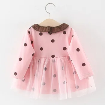 Humor Medveď Baby Šaty Jeseň 2020 kórejských Detí Dievčatá Polka Dot Dlhým Rukávom Princezná Šaty Jeseň& Zimné Dievčenské Oblečenie