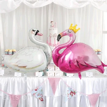 1pcs biela labuť balón flamingo Koruny balónikov happy Birthday Party Dekorácie baby sprcha dievča zvieratá Kokosový kaktus globos