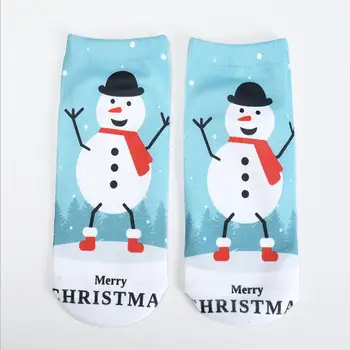 Ženy Vianočné ponožky starý muž tlač členok bavlny krásne mäkké, krátke ponožky priedušná pot-absorpciu bežné loď ponožky