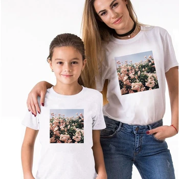Osviežujúci Pop Deti Pink Rose Nové Grafické T-shirt Dcéra Oblečenie Nadrozmerná univerzálne Oblečenie Rodiny Lumbálna Oblečenie tričko