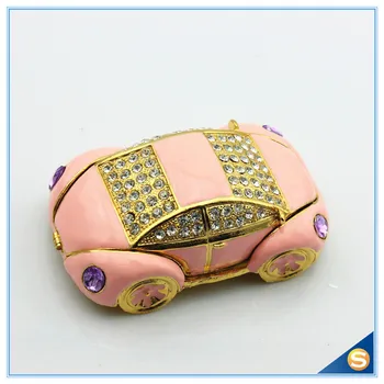 Ručné Remeselné Módne Kovové Auto Trinket Box Crystal Dekorácie, Šperky Úložný Box SCJ510
