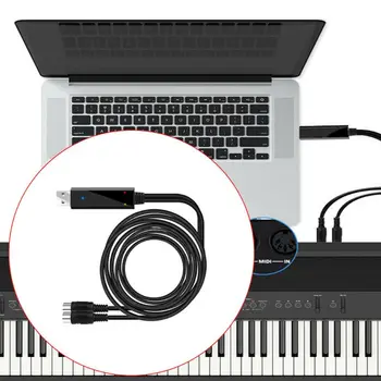 2 Metre Dĺžka Klávesnice Nahrávanie, Editáciu Kábel Elektrický Klavír Converter, Kábel USB, Midi, Black Line