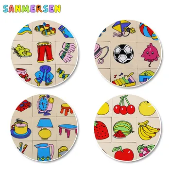 Drevené Zodpovedajúce Obrázky Puzzle Dosky Poznanie Tieňová Hra Inteligencie Detí Montessori Vzdelávacích Vzdelávania Hračky Pre Deti