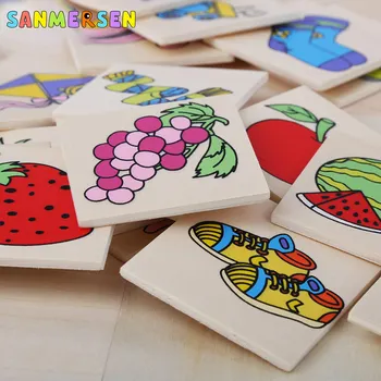 Drevené Zodpovedajúce Obrázky Puzzle Dosky Poznanie Tieňová Hra Inteligencie Detí Montessori Vzdelávacích Vzdelávania Hračky Pre Deti