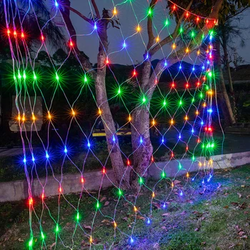 Solárny 2mx3m 204 LED Čistý Oka string ľahké Nepremokavé Vonkajšie Vianočné Svadobné Party Okno Záhrada Závesom Netto Svetlá
