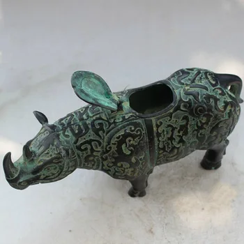 Čínske Staré Handwork Bronzovú Sochu Nosorožec Jewely Box rýchlo