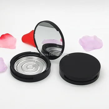 Matné Čierne Flip Spp Kolo Blusher Powder Kompaktný s Zrkadlo, Hliníkový Pan Kozmetické Eyeshadow Prášok Kontajner Prípade F455