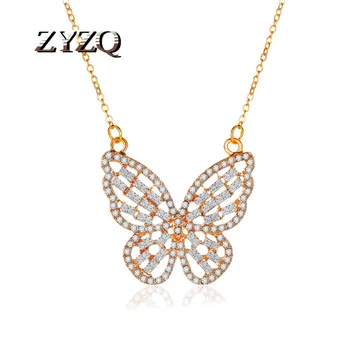 ZYZQ Luxusné Motýľ Jemné Nezávislá Náhrdelník Pre Ženy Vykladané CZ Náhrdelník Darčeky na Denné Nosenie, Módne Položky Ženské Šperky