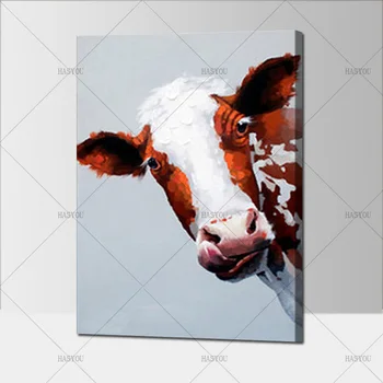 Horúce sel handpainted Cartoon moderné Šťastné kravy olejomaľba na Plátne Abstraktné Zvierat Múr Umenia pre Domáce Dekorácie