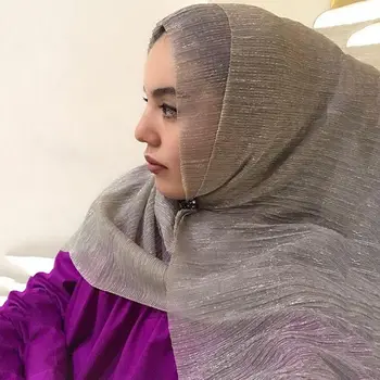 Lesk Šatky Zábal Islam Svadobné Hidžáb Dlhý Šál Turecký Femme Lurex Moslimských Závoj Šatku Ženy Značky Leskom Šál