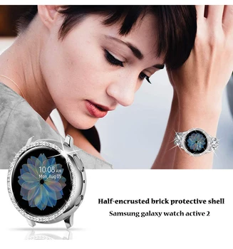 Puzdro pre Samsung Galaxy Sledovať Aktívny 2 40 mm 44 mm Nárazníka Mäkké Smart Hodinky, Doplnky Pokovované Ochranné Diamond Shellcase