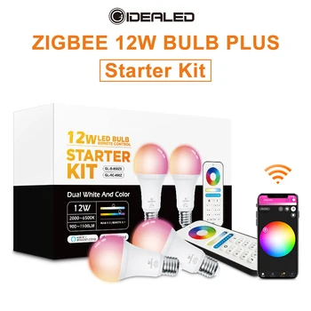 Zigbee LED smart žiarovky Bielej a Farebný E27 12W 2-Pack,Zigbee kompatibilné 3.0 bránou ,hlas aktivuje Alexa, 6-zóna vzdialená