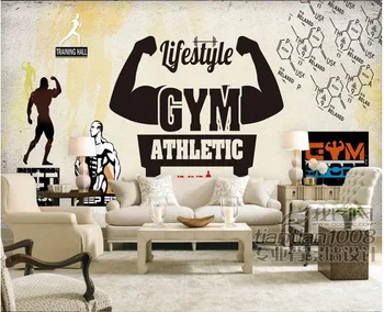 Vlastné nástennú maľbu, Tapety Na Steny, Spálne, Široký vintage športové fitness klub obrázok na stenu pozadia na stenu telocvične nástenná maľba 3d izba tapety