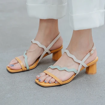 2020 lete wild fairy style color matching sandále otvorené prst pás s pätou módne jemný vietor vysokým podpätkom sandále žena Z761