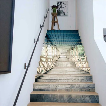 PVC tapety masívneho dreva rebrík jednoduchý 13 kusov DIY, schodisko, samolepky, krok samolepky samolepky na stenu