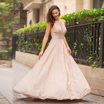 Citrón joyce Sexy Večerné Šaty 2020 Elegantné Lopatka Krku Ilúzie Jednoduché Backless A-line Prom Party Šaty Reflexné Šaty