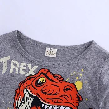 2020 Nové Módne Oblečenie na Jar Jeseň Detí Dieťa Dieťa Chlapcov Cartoon Dinosaura List Vytlačiť T-shirt Topy, Košele Tee SC158