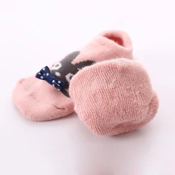 6 Párov/veľa Baby Ponožky Bavlna Dieťa Proti Sklzu Krátke Zahustiť Teplé Cartoon Vzor Zimné Jeseň Novorodencov Batoľa Ponožka CL5081