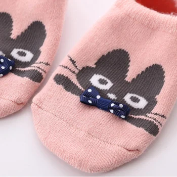 6 Párov/veľa Baby Ponožky Bavlna Dieťa Proti Sklzu Krátke Zahustiť Teplé Cartoon Vzor Zimné Jeseň Novorodencov Batoľa Ponožka CL5081
