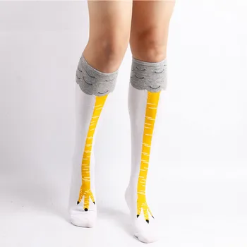 Vysoko Kvalitné Kreatívne Kuracie Ženy Nad Kolená Ponožky Cartoon Bavlna Kuracie Pazúr Dámy 3D Tlač Legrační Zviera Vysoké Ponožky