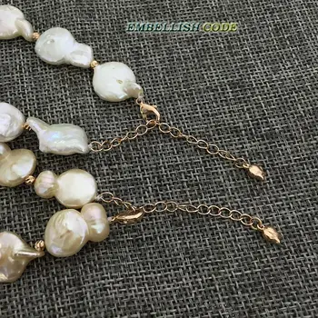Pre lady akékoľvek oblečenie Nepravidelné prírodné perlový náhrdelník dlhšie štýl biele svetlo ružové perly a Ruže zlatá spona visieť