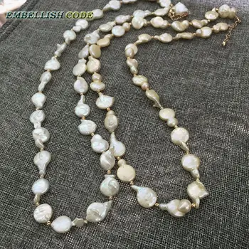 Pre lady akékoľvek oblečenie Nepravidelné prírodné perlový náhrdelník dlhšie štýl biele svetlo ružové perly a Ruže zlatá spona visieť