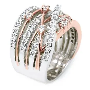ERLUER Jemné Kovové Viacvrstvové Duté Prstene Pre Ženy, Dievčatá Strana Svadobné Dary Očarujúce Crystal CZ Módne Šperky Krúžok