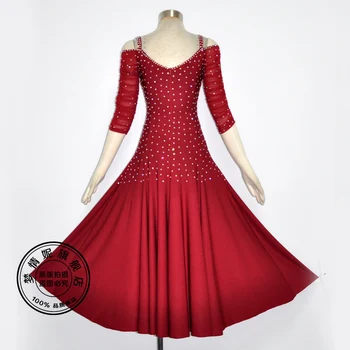 Lady Národná Norma Tanečné Šaty Moderné Tanečné Šaty Spoločenské Tanečné Vyhovovali Diamond Zdobia Sála Tango Flamenco Valčík D-0393