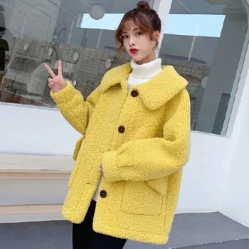 Imitácia Baránok, Vlnené Sako Zahustiť Kabát 2020 Zimné Nové Streetwear Veľké Ženy Veľkosti Kórejská Verzia Teplé Priečny Fleece