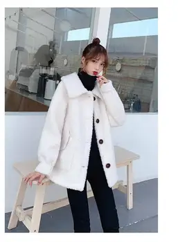 Imitácia Baránok, Vlnené Sako Zahustiť Kabát 2020 Zimné Nové Streetwear Veľké Ženy Veľkosti Kórejská Verzia Teplé Priečny Fleece