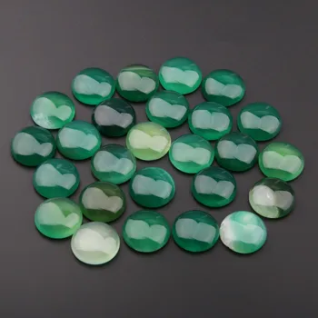 10pcs/veľa Kolo Cabochon Prírodné Kamene Zelená Agates Cabochon na Výrobu DIY Prstene, Šperky, Doplnky, Veľkosť 4-30mm