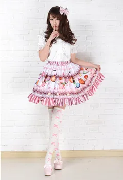 Princezná sladké lolita sukne Pôvodne Sladká Princezná Sukne Japonskom Štýle a Ovocie Skladaný Lolita Pol-dĺžka Sukne GZWY156