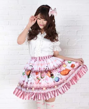 Princezná sladké lolita sukne Pôvodne Sladká Princezná Sukne Japonskom Štýle a Ovocie Skladaný Lolita Pol-dĺžka Sukne GZWY156