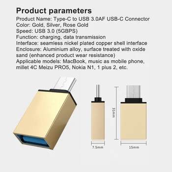 USB Typu C OTG Adatper Typ-C Mužov a Žien USB C OTG Converter Pre Xiao Macbook Nexus 5X 6P Pre Nokia Google