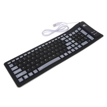Skladacia Vodotesná Klávesnica USB Wired Keyboard 103 Kľúče Silikónové Mäkké Klávesnice M5TB