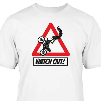 2019 Nové Cool tričko Bavlna Muž T-shirt Najlepšie Sleling Dizajn Doprava Zadarmo Motocross Pozor! T-Shirt