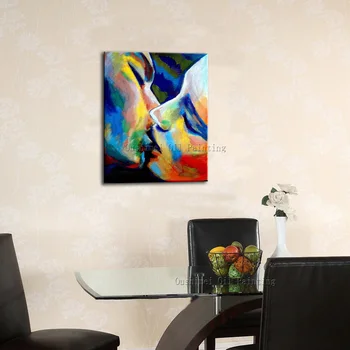 Profesionálny Umelec Čisto Ručne maľované Vysoko Kvalitné, Moderné, Abstraktné Bozkávanie olejomaľba Abstraktné Milovník Kiss Dekoratívne Maľby