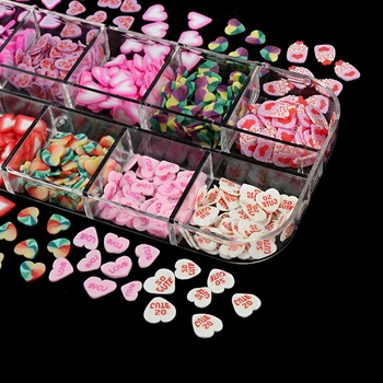 Valentines Sladká Láska Srdca, Nail Art, 3D Flitre Ílu Polyméru Vločky Plátok na Nechty, Ozdoby poľský Manikúra DIY Resinových Doplnkov