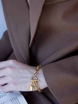 Titán SZ Chain Lock Robustný Náramok 361L Nehrdzavejúcej Ocele, Šperky Ženy Elegantné Šaty Sladké Boho Trendy OL Jednoducho