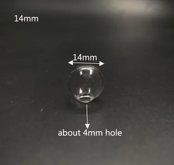 14 mm Transparentné sklo svete fľašu 4 mm otvor loptu Sklenenej fľaštičke prívesok diy náhrdelník hľadanie dodávky príslušenstvo dekor darček 300pcs