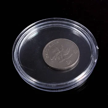 10 ks Malé okrúhle mince z priehľadného plastu kapsule poľa 26mm