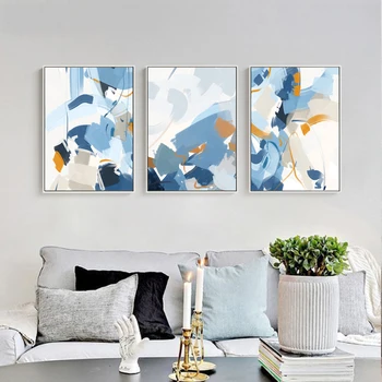 Moderné Abstraktné Geometrické Plagát Modrá Biele, Oranžové Nordic Wall Art Print Obrázok Plátno Na Maľovanie Obývacej Miestnosti Dekorácie
