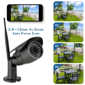 KKmoon Onvif HD 1080P Bezdrôtová WiFi IP Kamera 2MP Nepremokavé Vonkajšie Bezpečnostné IP Kamera 2.8-12mm Auto-focus 4X Zoom CCTV Kamery