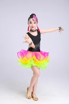Detské latinskej tanečných kostýmov, dievčatá nové strapec hot vŕtanie detí praxi oblečenie letné bez rukávov výkon competiti