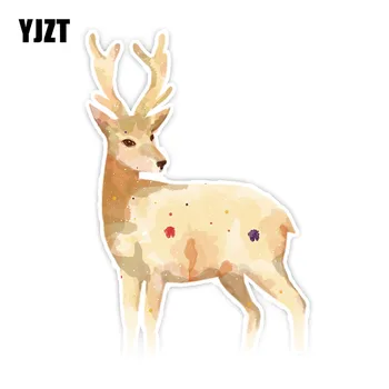 YJZT 17 CM*12 CM Akvarel Zvierat Jeleň Auto Nálepky, Reflexné Odtlačkový PVC C29-0816